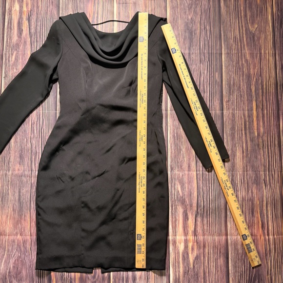 Women’s Vintage 80s Black Knee Length Backless Little Black Cocktail Dress - Picture 10 of 13